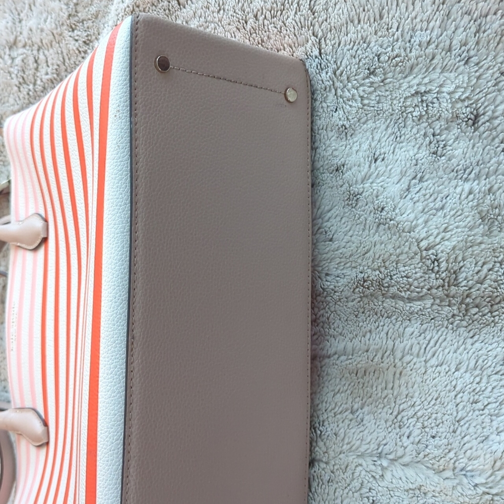 Kate Spade New York Patrice Tropical Red Pink Orange Striped Satchel Tote Bag - Picture 3 of 10
